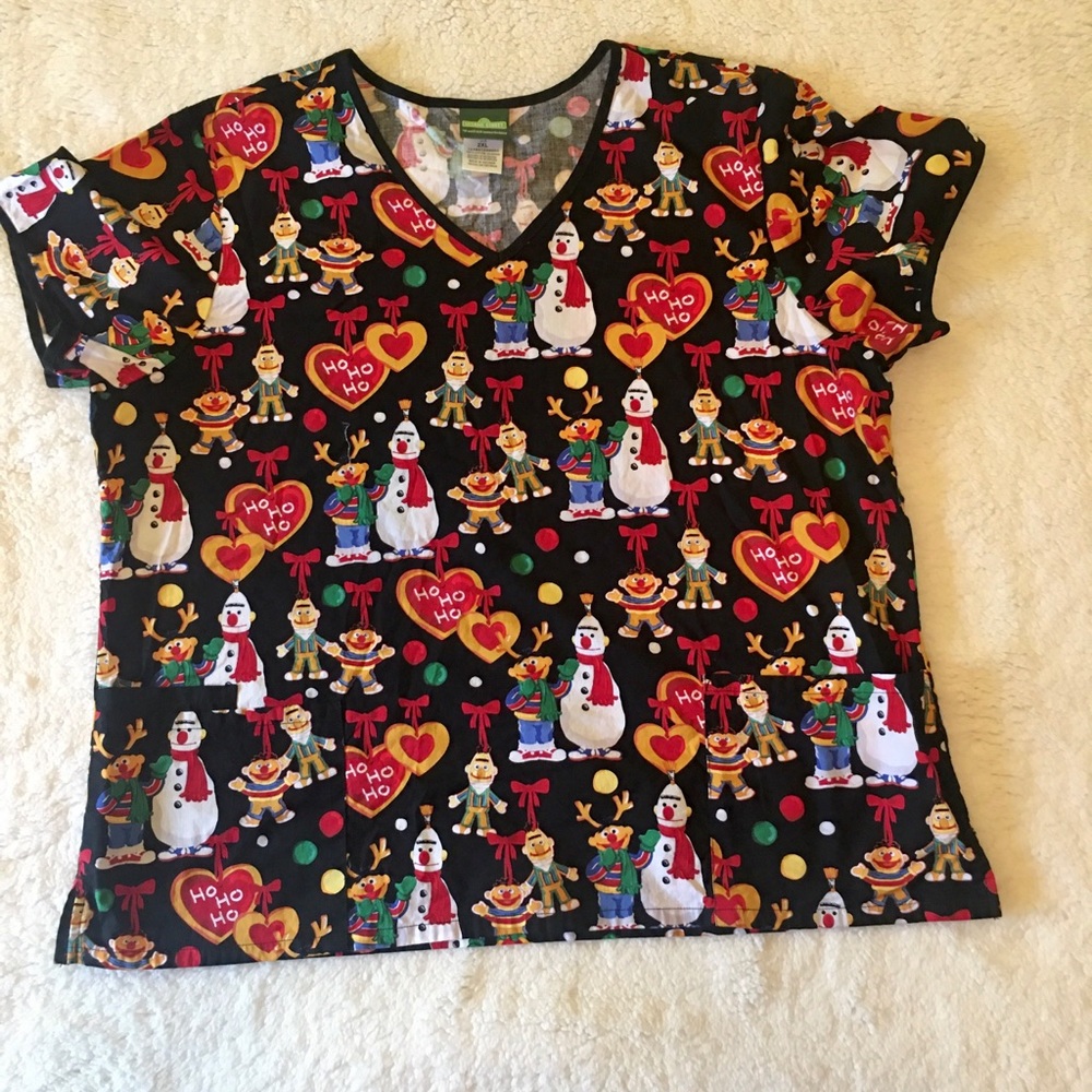 Sesame Street Christmas scrub top